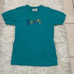 VINTAGE DOLE Hawaii Embroidered Single Stitch Men Small Teal Short Sleeve Tshirt